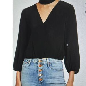 Alice & Olivia black Luna blouson with choker